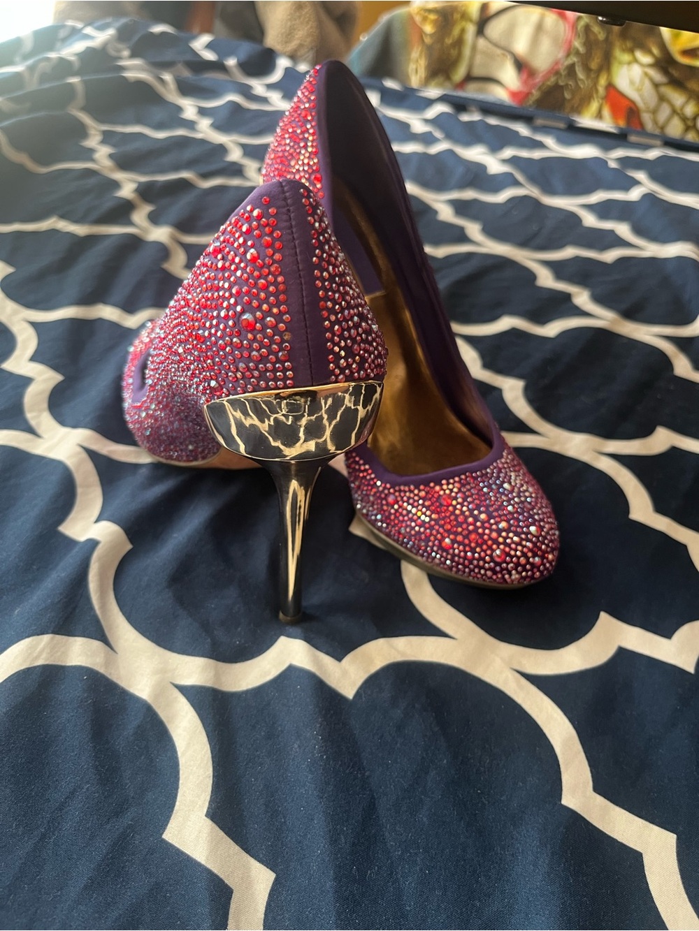 BCBGMaxAzria Purple Crystal Embellished Pumps